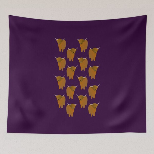 Item preview, Adorable Highland Cattle Pattern (on purple) designed and sold by Davey's Designs.