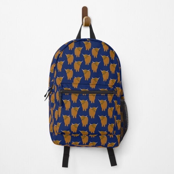 Item preview, Adorable Highland Cattle Pattern (on navy blue) designed and sold by Davey's Designs.