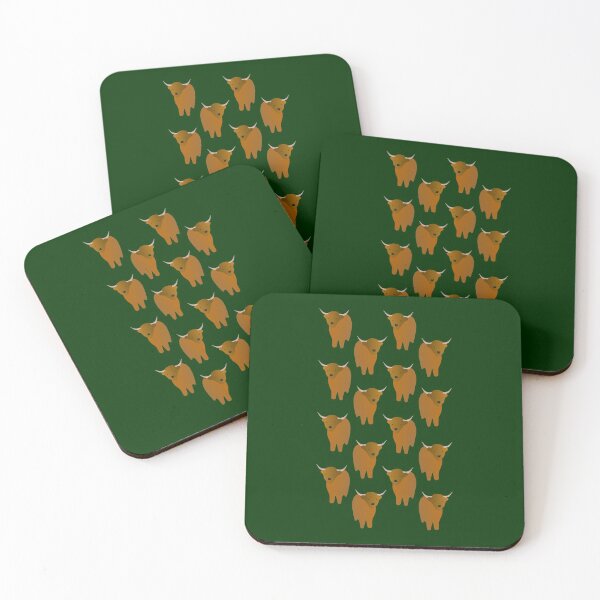 Item preview, Adorable Highland Cattle Pattern (on green) designed and sold by Davey's Designs.