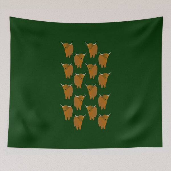 Item preview, Adorable Highland Cattle Pattern (on green) designed and sold by Davey's Designs.