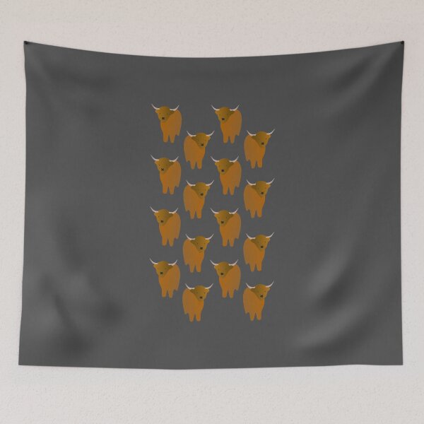Item preview, Adorable Highland Cattle Pattern (on grey) designed and sold by Davey's Designs.