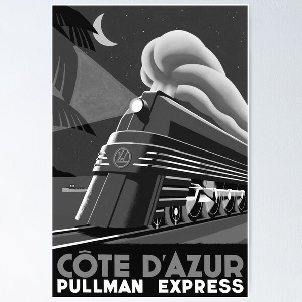 Aperçu de l'œuvre Cote Dazur Pullman Express Noire affiche vintage créée et vendue par stickart-marek.