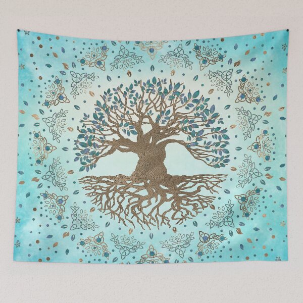 Item preview, Tree of Life - Yggdrasil - Gentle blue designed and sold by k9printart.