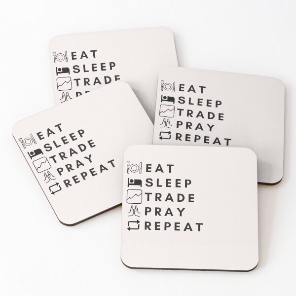 Item preview, Eat, Sleep, Trade, Pray, Repeat with icons black text designed and sold by miguelaud.