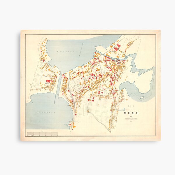 Item preview, Vintage Map of Moss Norway (1904) designed and sold by BravuraMedia.