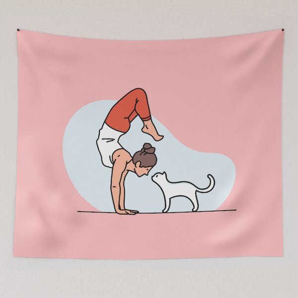 Item preview, YOGA PRACTICE WITH CAT Scorpion Handstand designed and sold by Trio's Stuff.
