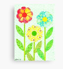 THREE DECOUPAGE FLOWERS Canvas Print
