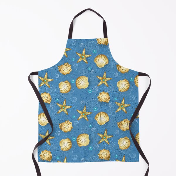 Item preview, Blue seamless of gold seashells designed and sold by Blackmoon9.