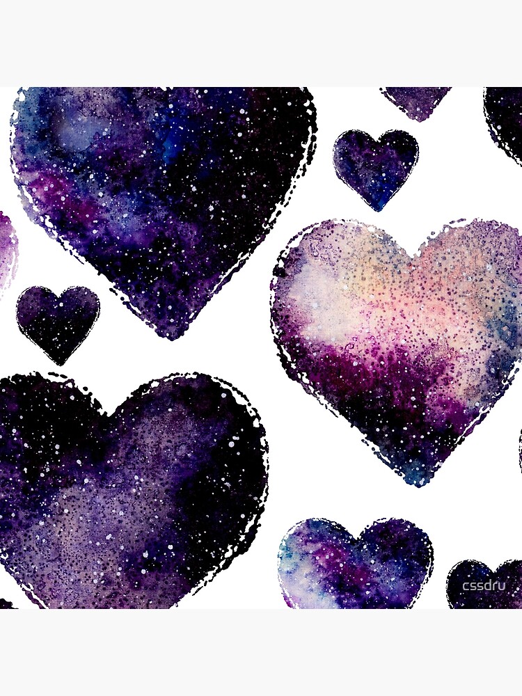 Galaxy Watercolor Abstract Hearts Pattern by cssdru