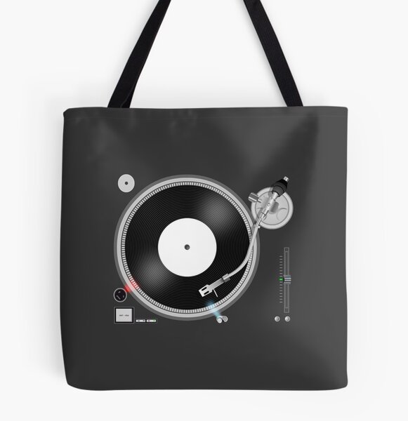 Reusable Canvas Tote Hand Printed Turntable Oversized 