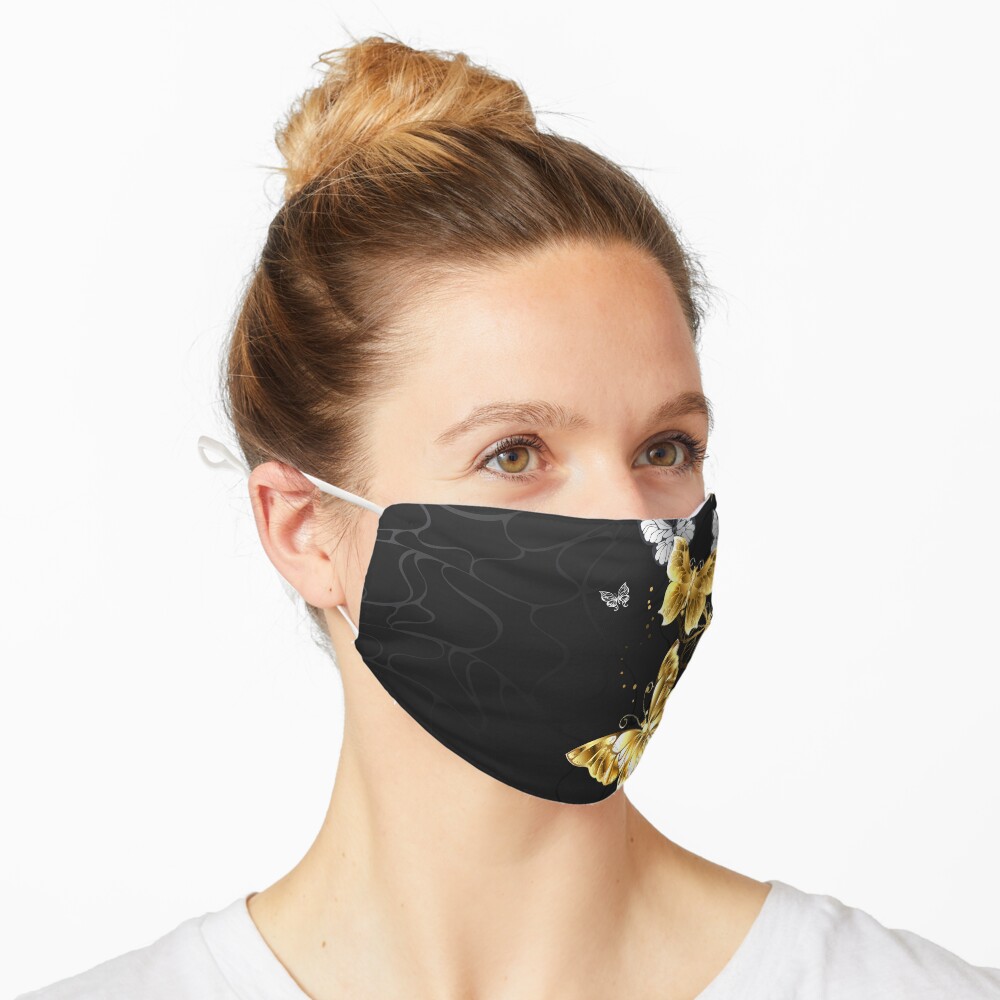 Gold and White Butterflies Mask
