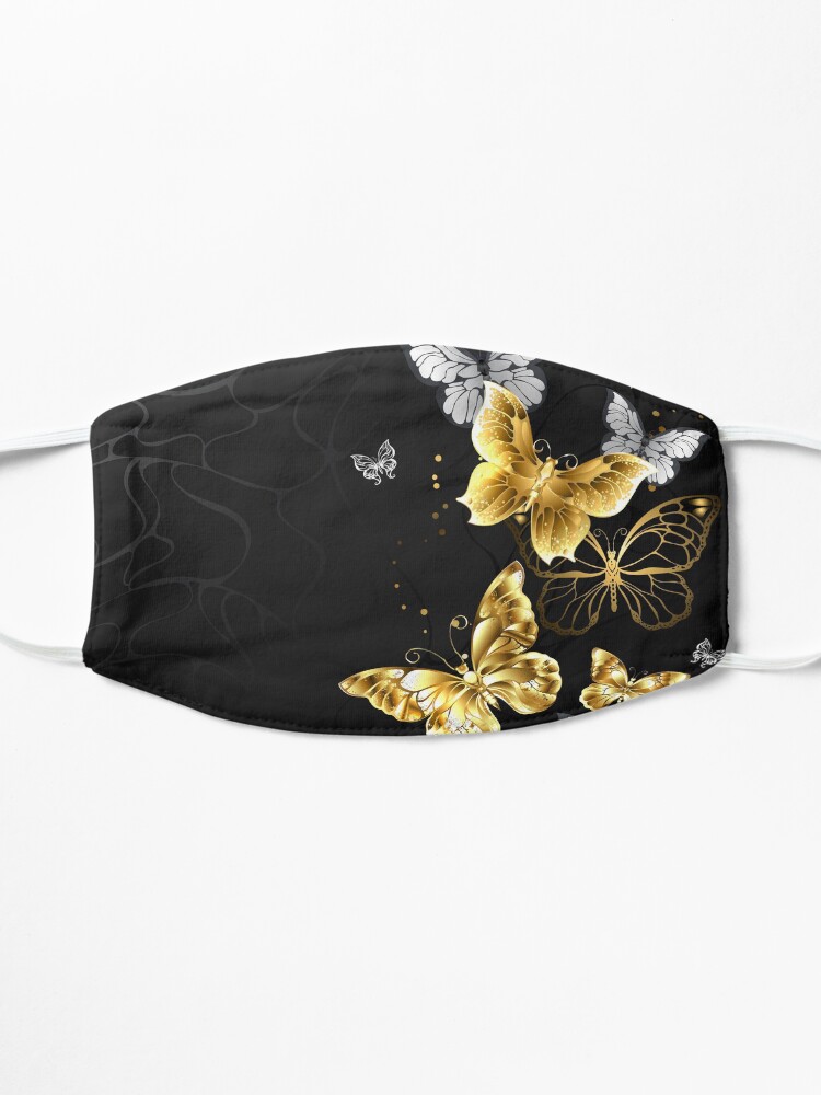 Alternate view of Gold and White Butterflies Mask