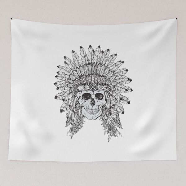 Item preview, Hand Drawn Indian Headdress With Skull designed and sold by JTS STORE.