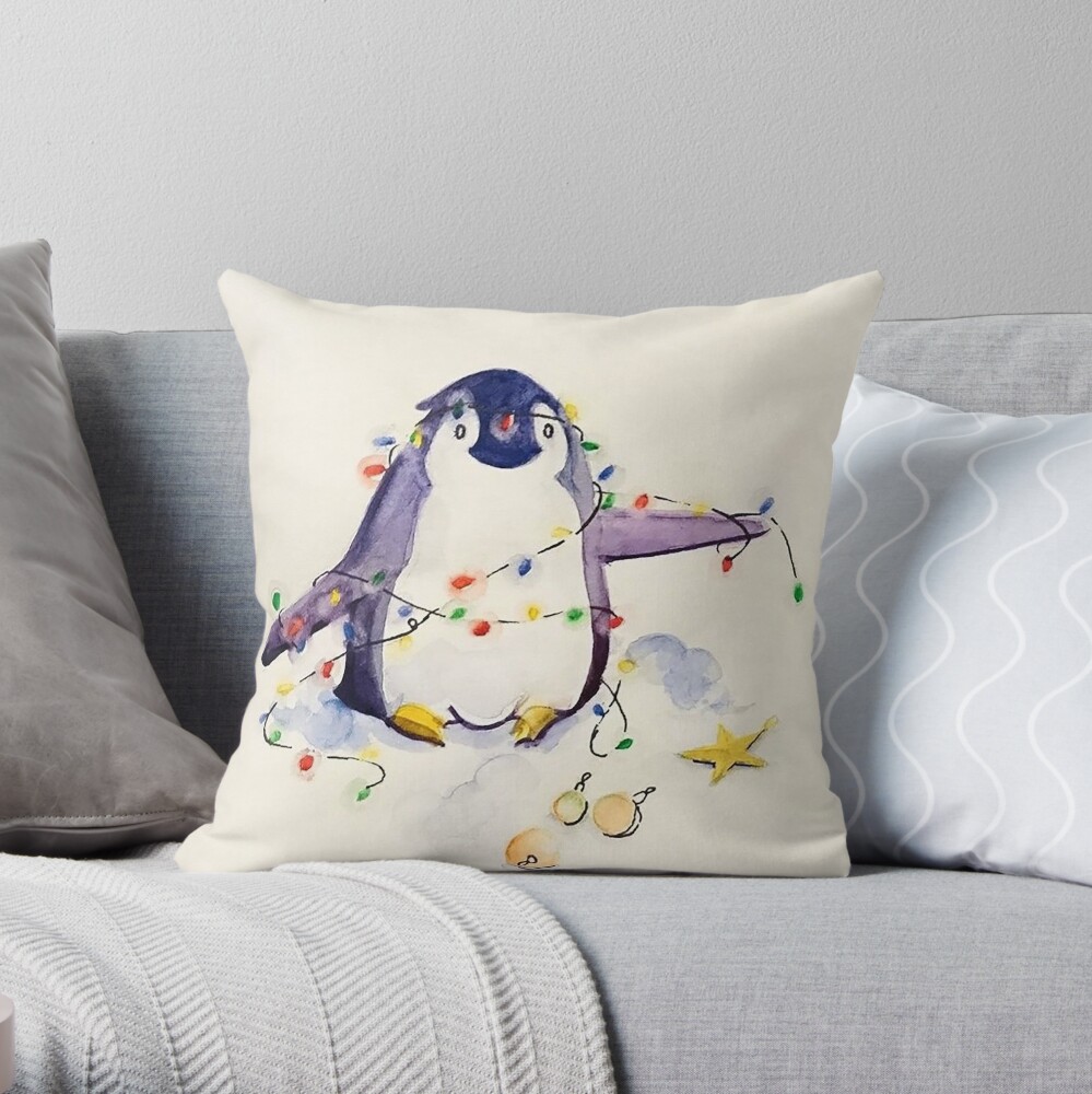 blue penguin pillow