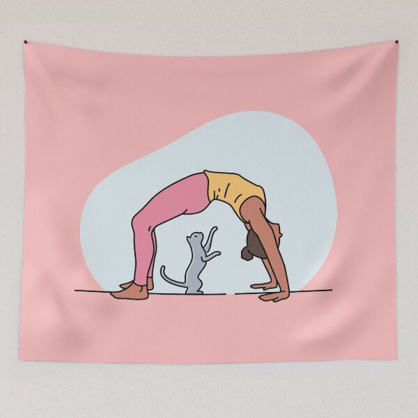 Item preview, YOGA PRACTICE WITH CAT Wheel Pose designed and sold by Trio's Stuff.