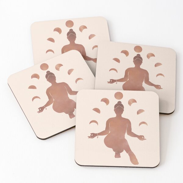 Item preview, Minimalist Style | Yoga Girl Silhouette and Moon Phases | Watercolor in Copper designed and sold by Bloomandflo.