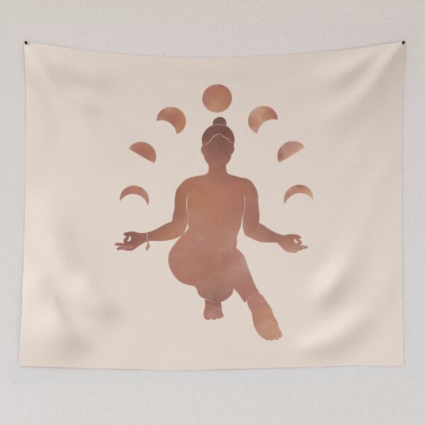 Item preview, Minimalist Style | Yoga Girl Silhouette and Moon Phases | Watercolor in Copper designed and sold by Bloomandflo.