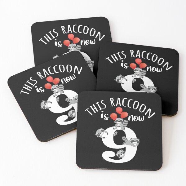 Item preview, This Raccoon Is Now 9 Years Old 9th Birthday Racoon Party print designed and sold by Grabitees.