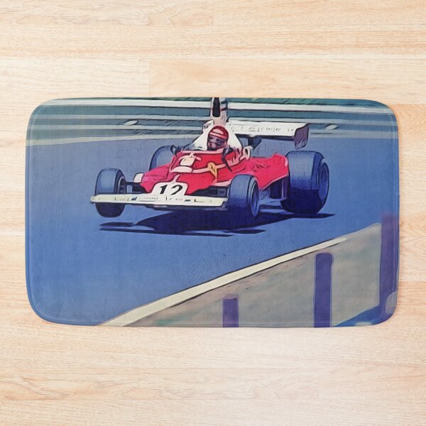 Item preview, Retro Ferrari F1 at Nordschleife Poster – Classic Green Hell Racing Art designed and sold by Road To Track.