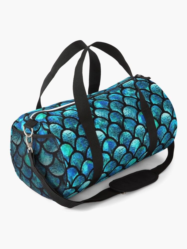Alternate view of Mermaid Scales - Turquoise Blue Duffle Bag