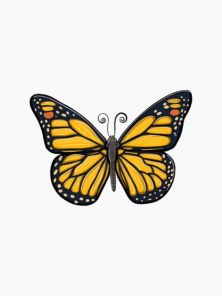 "yellow monarch butterfly sticker" Sticker by flora12245 Redbubble