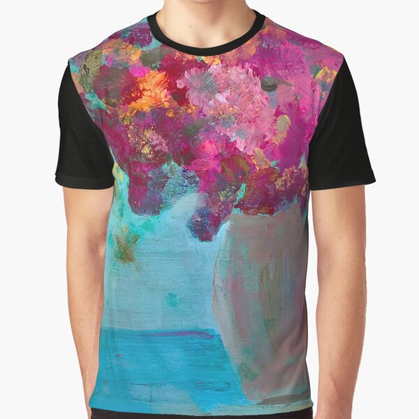 Pink Flowers in a Vase Grafik T-Shirt