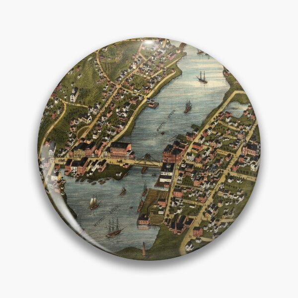Artikelvorschau, Vintage Fluss- und Brückenkarte von Mystic, Connecticut (1879) entworfen und verkauft von BravuraMedia.