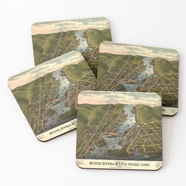 Item preview, Vintage Mystic CT River & Bridge Map (1879) designed and sold by BravuraMedia.