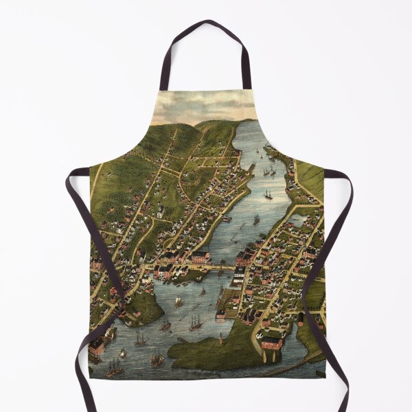Item preview, Vintage Mystic CT River & Bridge Map (1879) designed and sold by BravuraMedia.