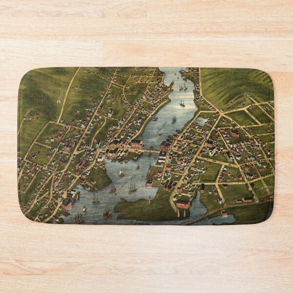 Item preview, Vintage Mystic CT River & Bridge Map (1879) designed and sold by BravuraMedia.