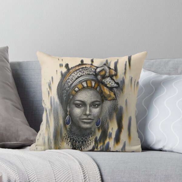 Artikelvorschau, Tusche- und Pastellmalerei von: Tamara Beautiful African Lady entworfen und verkauft von Lindafinchart.