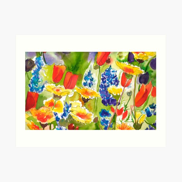 Lupine and California Poppies Art Print
