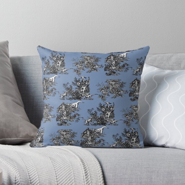 Jurassic Toile Blue Throw Pillow