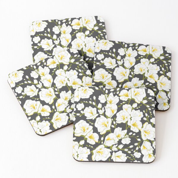 Item preview, White freesia on a dark background designed and sold by lents.
