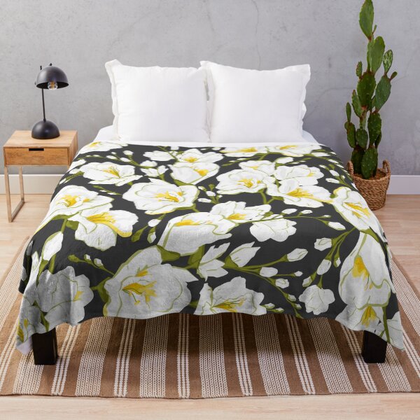 Item preview, White freesia on a dark background designed and sold by lents.