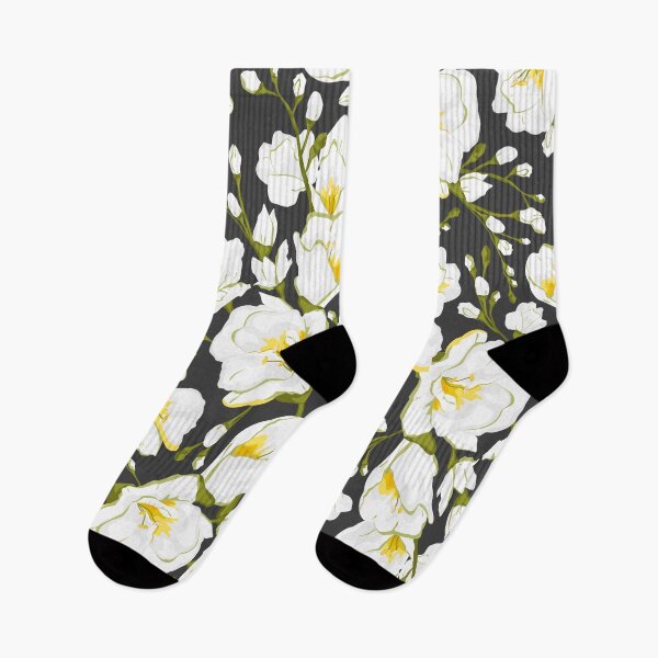 Item preview, White freesia on a dark background designed and sold by lents.