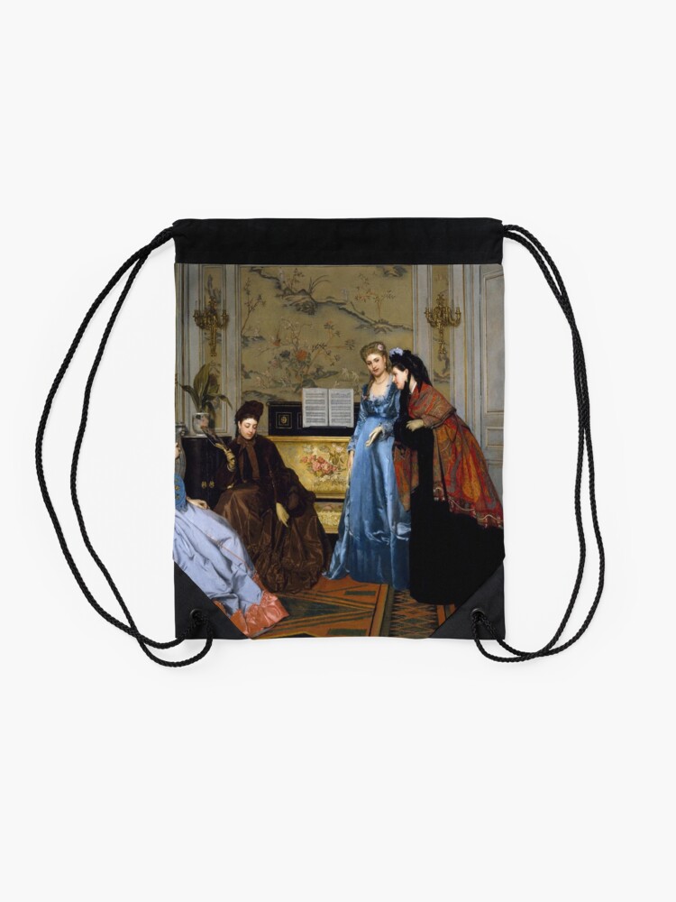 Alternate view of Alfred Stevens - Elegant Figures In A Salon 1840 Drawstring Bag