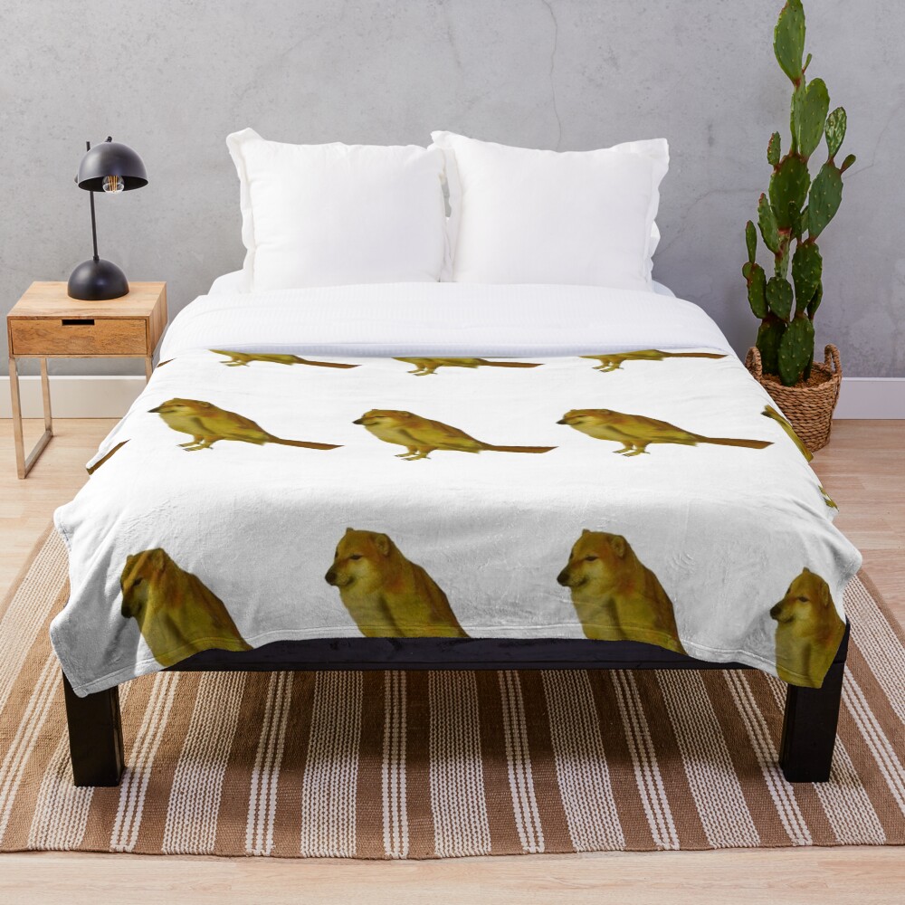 "Bird Cheems Shiba Inu Doge Lovers Funny Meme" Throw Blanket for Sale