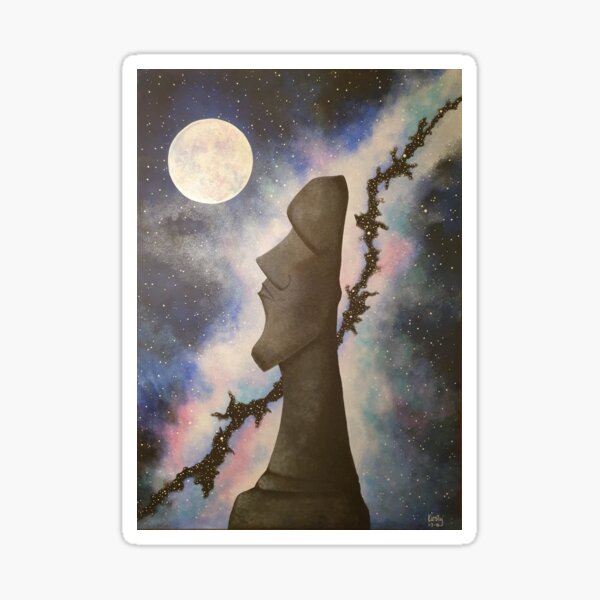 Purple Sky Moai Sticker