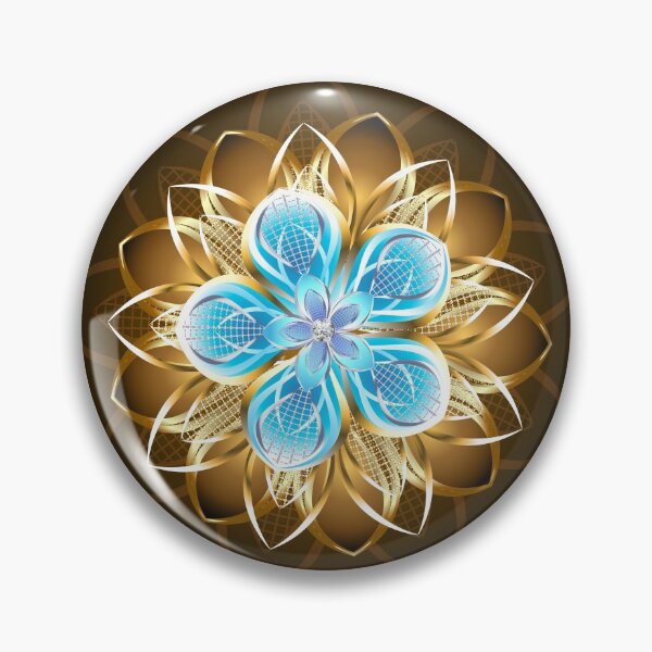 Item preview, Abstract turquoise golden flower designed and sold by Blackmoon9.