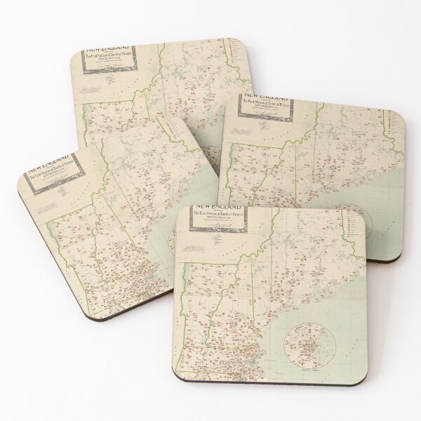 Item preview, Vintage New England Industries Map (1919) designed and sold by BravuraMedia.