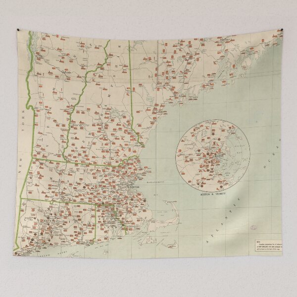 Item preview, Vintage New England Industries Map (1919) designed and sold by BravuraMedia.