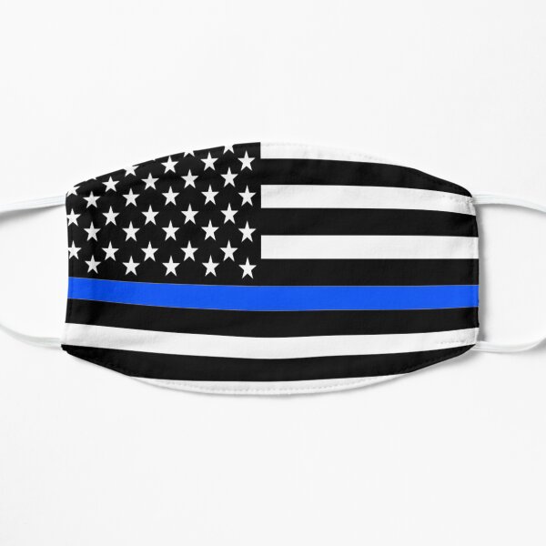 Thin Blue Line Lives Matter Police American America USA Flag Face Mask Cover Pattern Patriotic Law Officer Enforcement July 4th 4 Stars Stripes K9 K-9 Honor United First Responder Cop Gift Mask