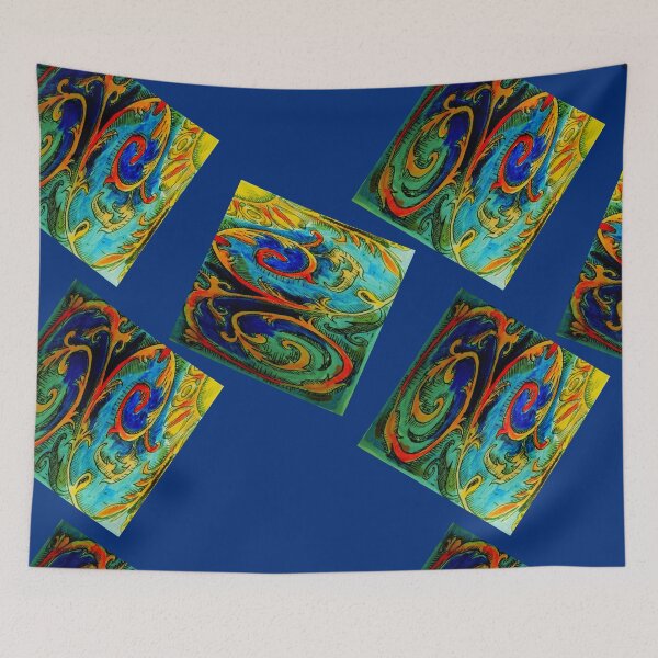Item preview, Ceylon box pattern in bright colours on blue designed and sold by Nickdavisinghe.