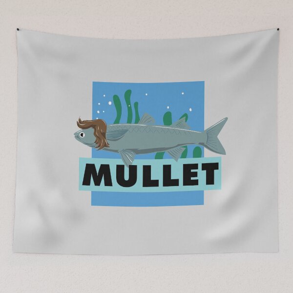 Item preview, Funny Retro Mullet Fish With 1980s Mullet Haircut designed and sold by GriffsGraphix.