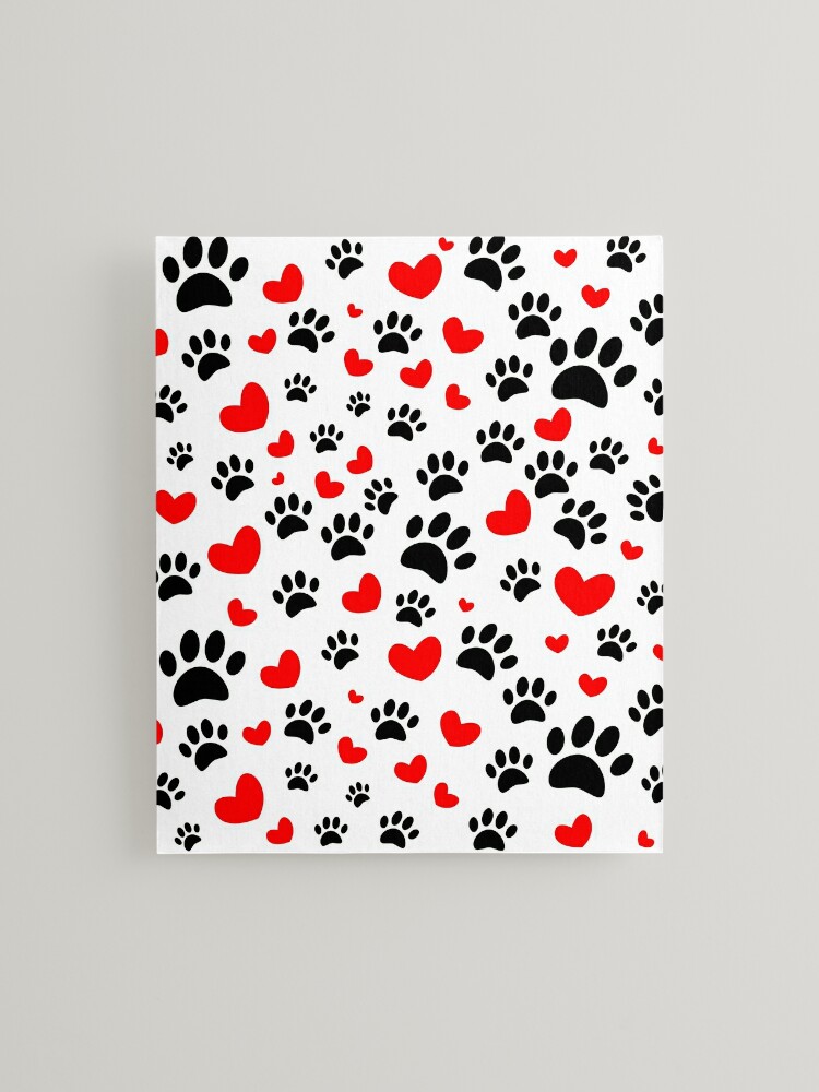 Random Dog Paw Prints And Red Hearts Mounted Print for Sale by Almdrs