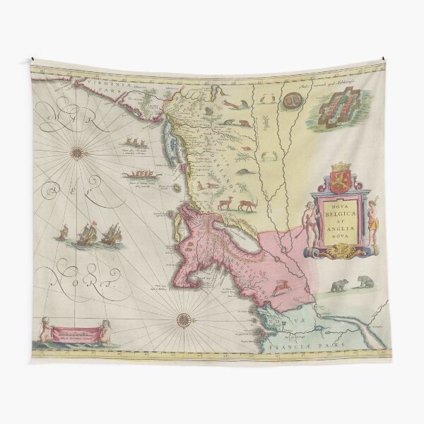 "Vintage Map of New England (1665)" Tapestry for Sale by BravuraMedia 