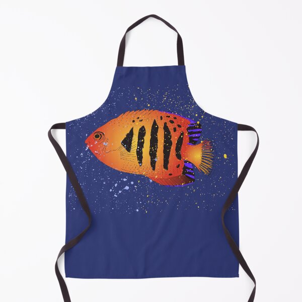 Item preview, Tropical Bright Orange Flame Angelfish Illustration designed and sold by HotHibiscus.