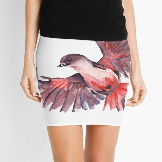 Watercolour bird Mini Skirt