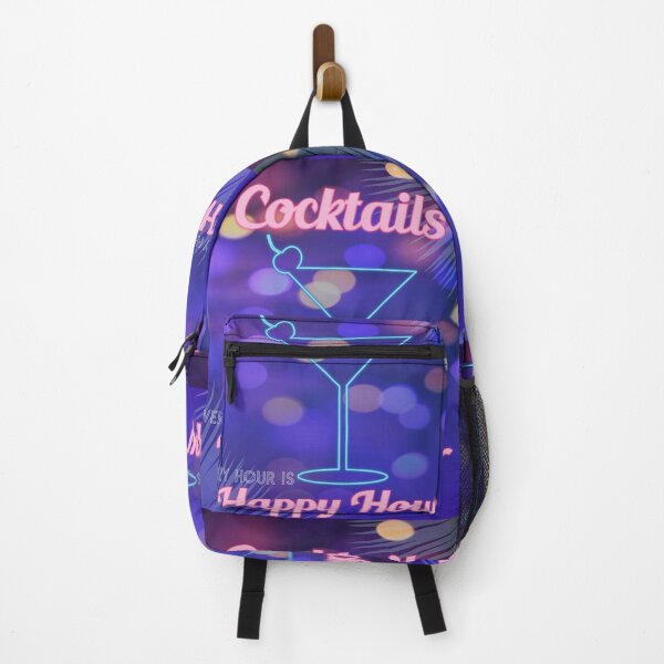 Item preview, Blue and Pink Neon Cocktail Bar Happy Hour Sign designed and sold by HotHibiscus.
